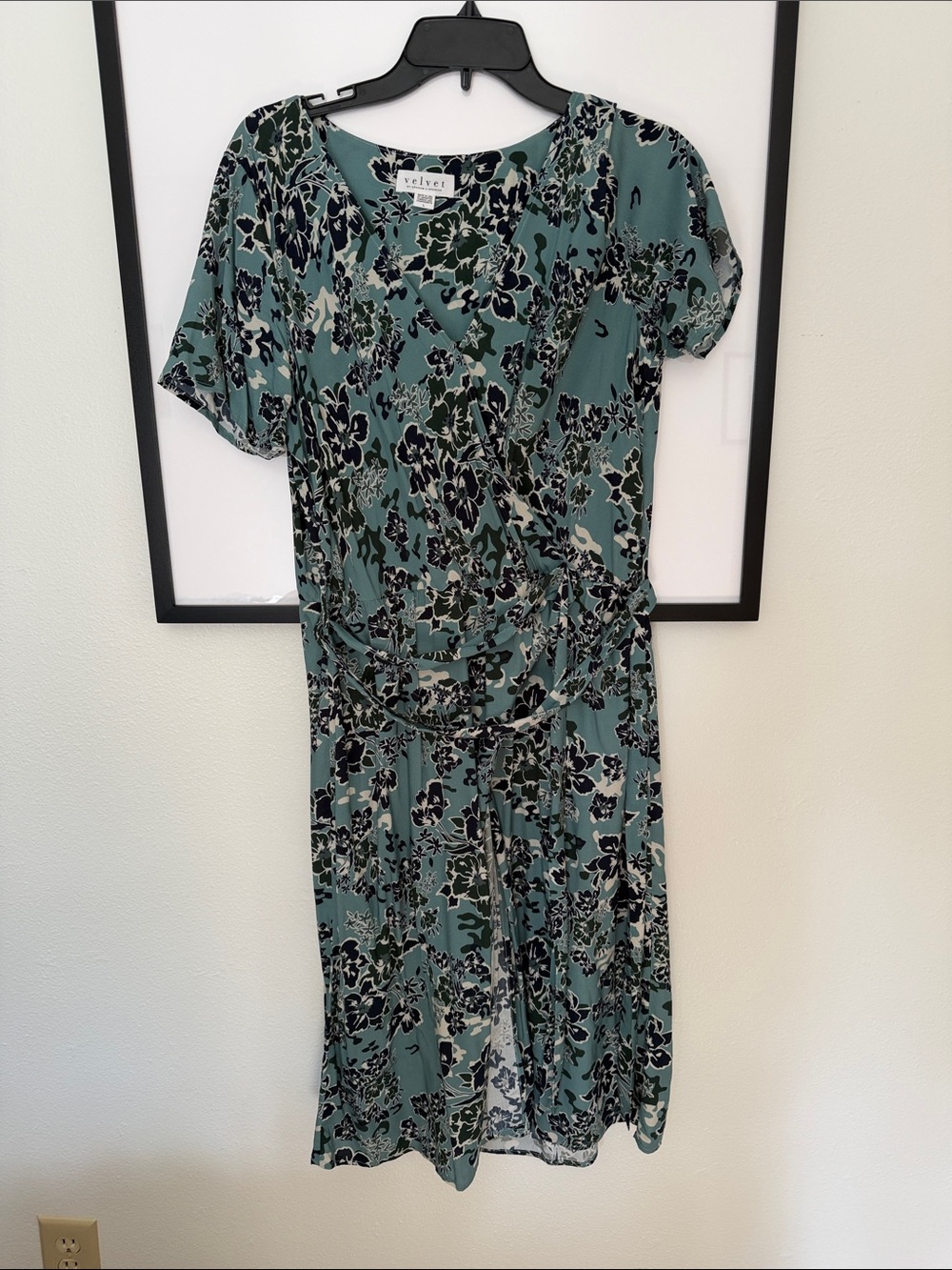 Velvet by Graham & Spencer Teal Green Floral Wrap-Style Jumpsuit